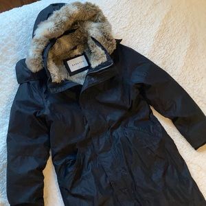 Babaton Oskar Parka, Black Faux Fur Lined Coat